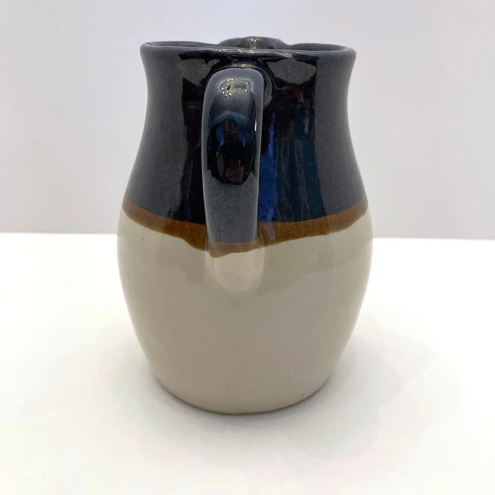 Roseville RRP U.S.A. Pottery Cream & Dark Brown Stoneware Pitcher Signed 5.75